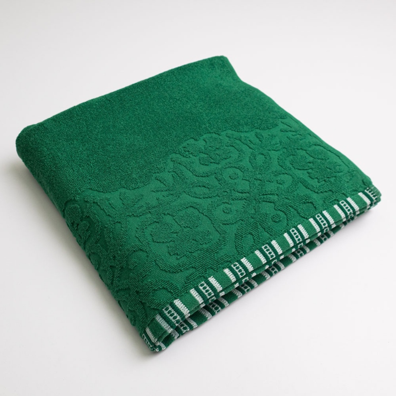 Рушник махровий для душу з орнаментом GM Textile 70х140см 400г/м2 (Зелений)